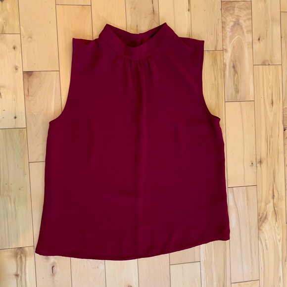 Mock Neck Burgundy Blouse - Picture 6 of 6